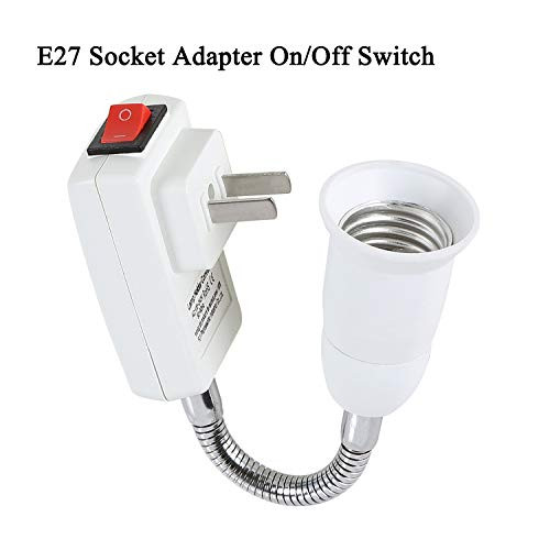 Electop E27 Socket Adapter with On/Off Switch to US Plug,Flexible Extension Lamp Bulb Holder Converter