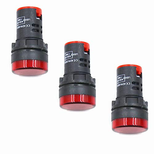 HONJIE AC/DC 110V LED Indicator Lights Flush Panel Mount Red LED 7/8" 22mm-3Pcs