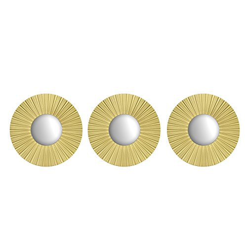 Urban Shop 784857762327 Ribbed Mirror, Gold