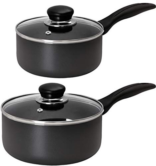 Utopia Kitchen Nonstick Saucepan Set - 1 Quart and 2 Quart - Glass Lid - Multipurpose Use for Home Kitchen or Restaurant