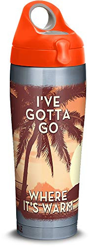 Tervis 1319223 Margaritaville - Go Where Warm Stainless Steel Insulated Tumbler with Lid, 24 oz Water Bottle, Silver
