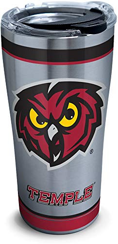 Tervis 1315950 NCAA Temple Owls Tradition Stainless Steel Insulated Tumbler with Lid, 20 oz, Silver