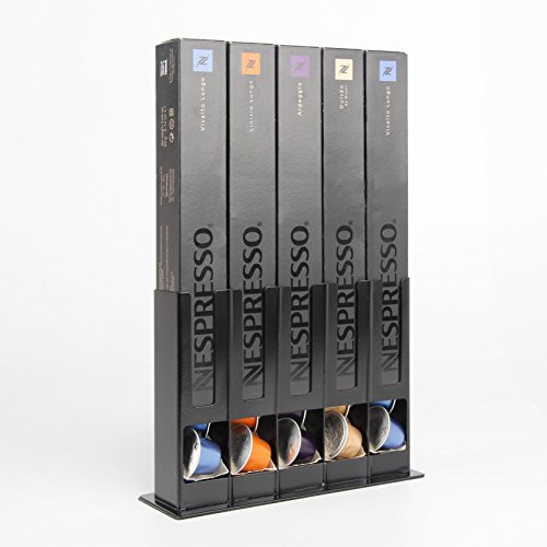 Flagship Coffee Pod Holder Capsule Storage Rack for Nespresso Originaline (Black, 5 Boxes)