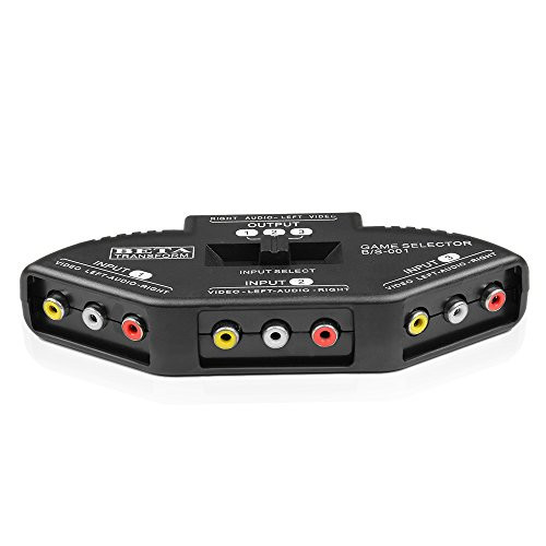 TNP 3 Way Port RCA Audio and Video Composite AV Switcher Selector Distribution Switch Box (3 Input 1 Output) for Wii, Xbox, DVD, PS2, Cable Box