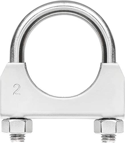 TOTALFLOW Natural Finish 2" TF-U200 304 Stainless Steel Saddle U-Bolt Exhaust Muffler Clamp-2 Inch