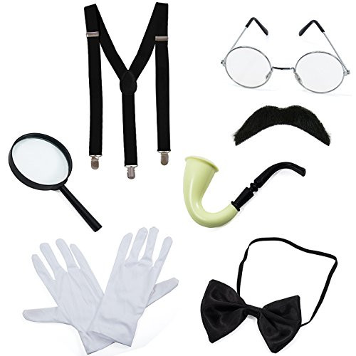 Detective Costume - 7 Pc Costume Accessories, Spy Costume, Spy Kit - Secret Agent Costume by Tigerdoe