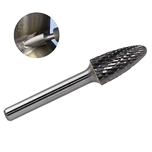 YUFUTOL SF-5 Tungsten Carbide Burr Tree Shape Radius End Double Cut Rotary Burr File(1/2 Cutter Dia X 1Cutter Length) with 1/4'' Shank 45mm Length,1pcs