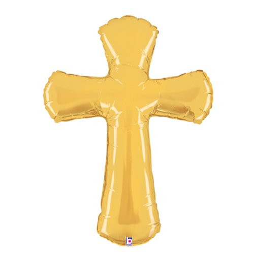 BETALLIC BALLOON Gold Cross Shape Mylar Balloon