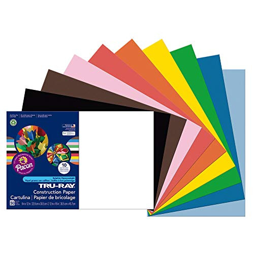 Tru-Ray Heavyweight Construction Paper, Standard Assorted, 12" x 18", 50 Sheets Tru-Ray Heavyweight Construction Paper, Standard Assorted, 12" x 18", 50 Sheets