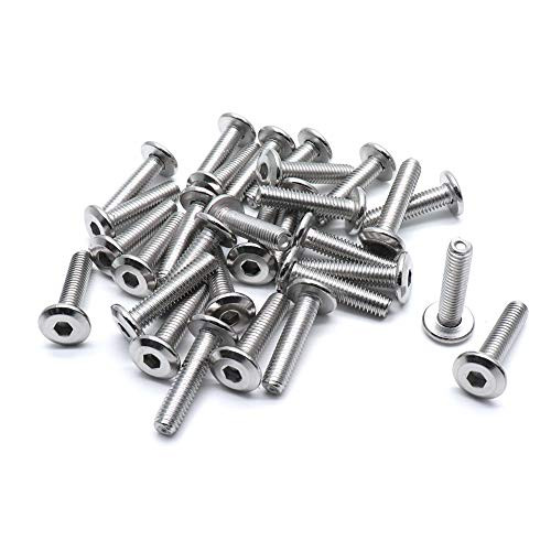 Cyful M6x25mm Stainless Steel Flat Head Hex Socket Cap Bolts Screws Countersunk Connector Fastener,Pack of 30