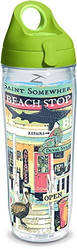 Tervis 1319369 Margaritaville - Beach Shop Insulated Tumbler with Wrap and Lid, 24 oz Water Bottle - Tritan, Clear