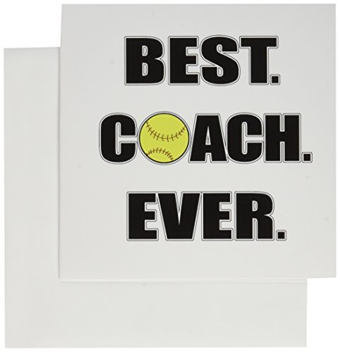 3dRose Softball Best Coach Ever - Greeting Cards, 6 x 6", Set of 6 (gc_210629_1)