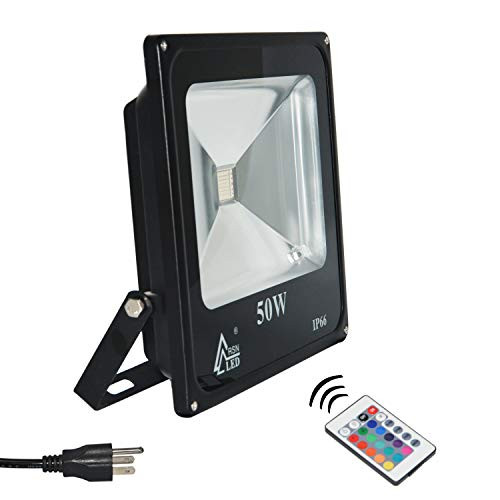 RSN LED Flood Lights with Remote Control,IP65 Waterproof Dimmable RGB Color Changing Floodlight, 16 Colors 4 Modes 50W Wall Washer Light, Outdoor Decorative Garden Stage Landscape Lighting