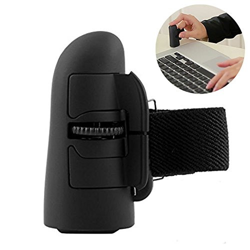 Mini Bluetooth Wireless Finger Ring Mouse EIGIIS Ergonomic Handheld Optical Travel Mice Smart Save Power (Black Bluetooth Wireless)