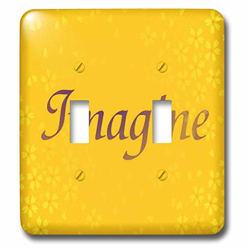 3dRose lsp_55666_2"Imagine Inspirational Gold Floral - Flowers - Art" Double Toggle Switch