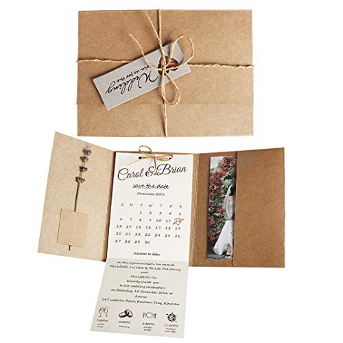 Kraft Pocket Wedding Invitations, Rustic Wedding Invites Sample Photo Invitations