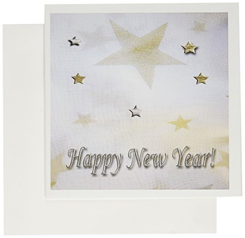 3dRose Gold and Silver Happy New Years - Greeting Cards, 6 x 6 inches, set of 6 (gc_18756_1)