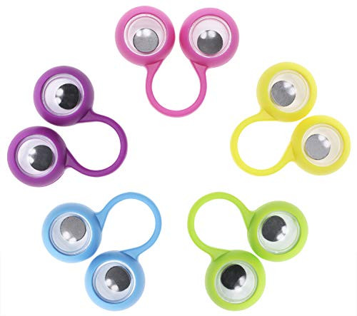 PENTA ANGEL 25Pcs Eye Finger Puppets Assorted Color Googly Eyeball Eye Monster Finger Rings for Kids Birthday Party Favor Toys and Craft Projects, Small Size