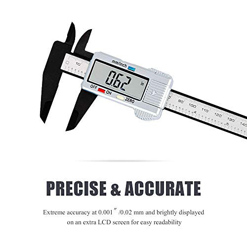 Digital Vernier Caliper Stainless Steel Electronic Caliper 6 inch/150 mm Accurate Measuring Tools with Extra-Large LCD Screen-inch/Metric Conversion