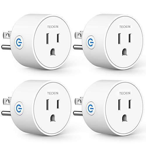 Smart Plug Works with Alexa Google Assistant IFTTT for Voice Control, Teckin Mini Smart Outlet Wifi Socket with Timer Function, No Hub Required, White FCC ETL Certified
