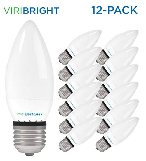 Viribright LED Chandelier Light Bulbs, (3.2W) 25 Watt Equivalent led Light Bulbs, Warm White (2700K), 270 Lumen, E26 led Bulb Base - Pack of 12