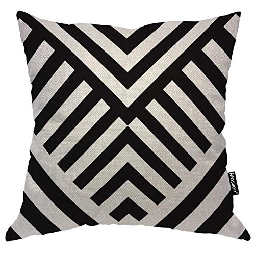 Moslion Striped Pillows Black White Diagonal Line Wavy Stripes Zigzag Chevron Throw Pillow Cover Decorative Pillow Case Square Cushion Accent Cotton Linen Home 18x18 Inch Moslion Striped Pillows Black White Diagonal Line Wavy Stripes Zigzag Chevron Throw Pillow Cover Decorative Pillow Case Square Cushion Accent Cotton Linen Home 18x18 Inch