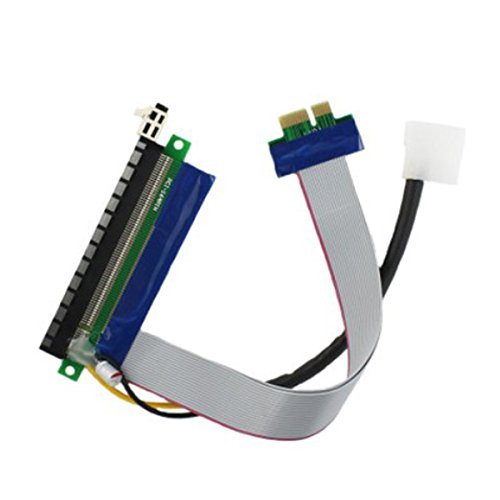 cablecc PCI-E Express 1x to 16x Extension Flex Cable Extender Converter Riser Card Adapter with 4pin Power 20cm