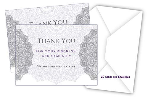 Celebration of Life Funeral Thank You Cards with envelopes Sympathy Memorial acknowledgement Thank You Cards