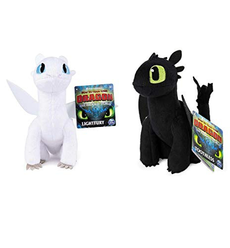 How to Train Your Dragon The Hidden World, Set of 2: Toothless and Lightfury 8-Inch Plush