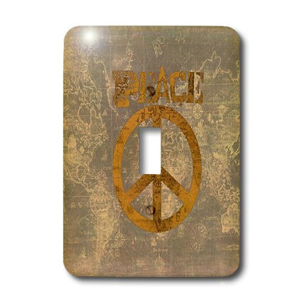 3dRose lsp_33743_1 Vintage Gold Brown World Peace Map- Inspiratinal Art Toggle Switch,