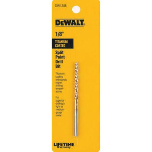 DEWALT DW1308-1/8-Inch Titanium Split Point Twist Drill Bit DEWALT DW1308-1/8-Inch Titanium Split Point Twist Drill Bit