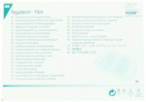 3M Tegaderm Transparent Dressing with Label 4" x 4 3/4" (10 x 12 cm)50 per Box #1626W