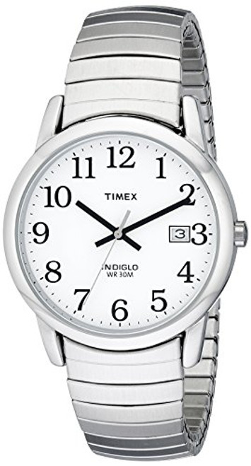 Timex Men's T2H451 Easy Reader Silver-Tone Stainless Steel Expansion Band Watch