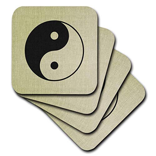 3dRose cst_162273_1 Textured Zen Yin Yang-Spirituality-Soft Coasters, Set of 4