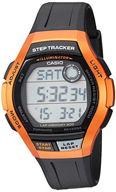 Casio Men's Step Tracker Stainless Steel Quartz Sport Watch with Resin Strap, Black, 22 (Model: WS-2000H-4AVCF)
