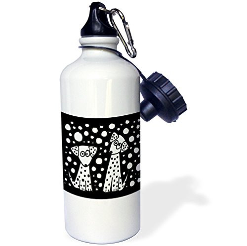 3dRose Funny Black and White Spotted Dogs Abstract Original-Sports Water Bottle, 21oz (wb_201796_1), 21 oz, Multicolor