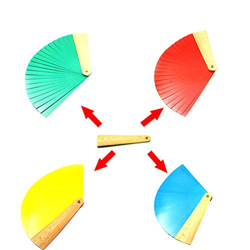 WSNMING Four Color Magic Fan Color Changing Fan Magic Tricks Magician Stage Gimmick Props Comedy Close up Illusion with Video Tutorial