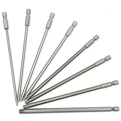 Eyech 8Pcs 150mm 1/4 Inch Hex Shank Screwdriver Bit Set T8-T40 Magnetic Star Screwdriver Torx Head Bits Plum Batch Hex Head Torx Security Screwdriver Set