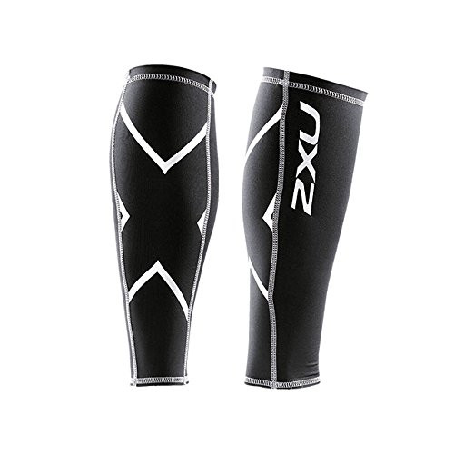 2XU Compression Calf Guards, Black/Black, Large