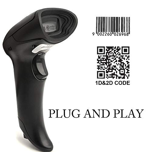 Handheld CCD Barcode Scanner MUNBYN Auto Sensing Barcode Reader for 1D and 2D QR Bar Code with 1.5 Meters USB Cable Plug and Play