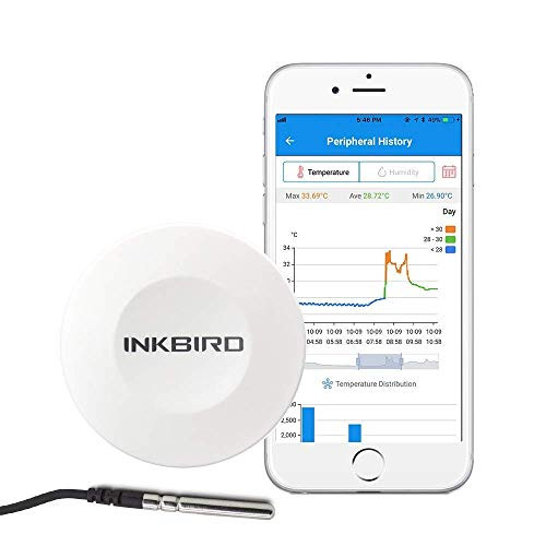 Inkbird Smart Sensor Data Logger BT Wireless Temp/RH Monitoring Device for Android iPhone Temperature Humidity Recorder Thermometer Hygrometer (IBS-TH1)