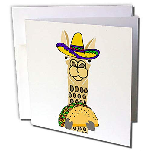 3dRose Funny Cute Llama Wearing Sombrero and Eating Taco Cartoon Greeting Card (gc_263812_1) 3dRose Funny Cute Llama Wearing Sombrero and Eating Taco Cartoon Greeting Card (gc_263812_1)