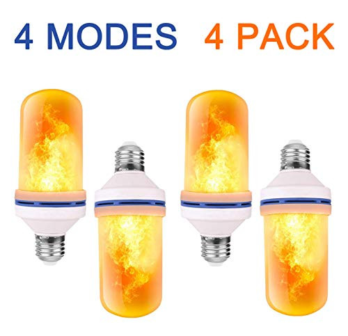 LED Flame Effect Fire Light Bulbs with Upside Down Effect Simulated Decorative Flickering Light Atmosphere Lighting Flaming Lamp Flame Bulb for Christmas Home/Hotel/Bar Party Decoration (4 Pack)