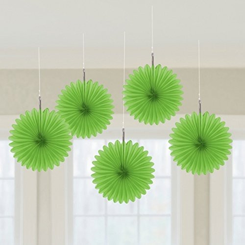 amscan Kiwi Green Mini Hanging Fan, 5 Ct. | Party Decoration