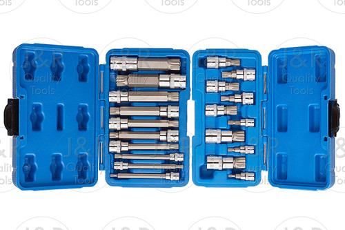 J&R Quality Tools 20pc XZN 12 Point MM Triple Square Spline Bit Socket Set Tamper Proof Set
