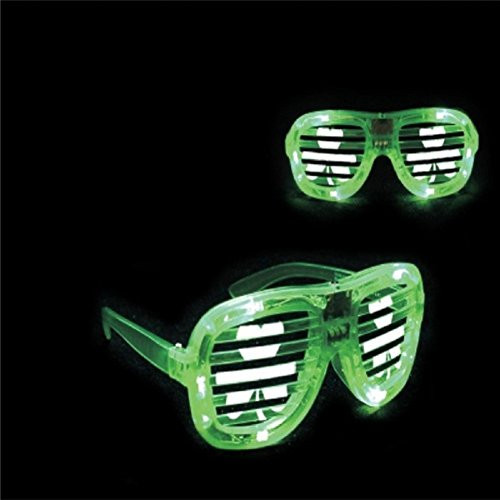 1 Pair LED GREEN Shamrock Flashing Light Up Glasses Party St. Patricks Day Shades