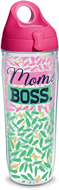 Tervis 1317574 Mom Boss Insulated Tumbler with Wrap and Lid, 24 oz Water Bottle - Tritan, Clear