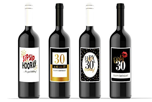 30th Milestone Birthday - Sip Sip Hooray - Wine Bottle Labels