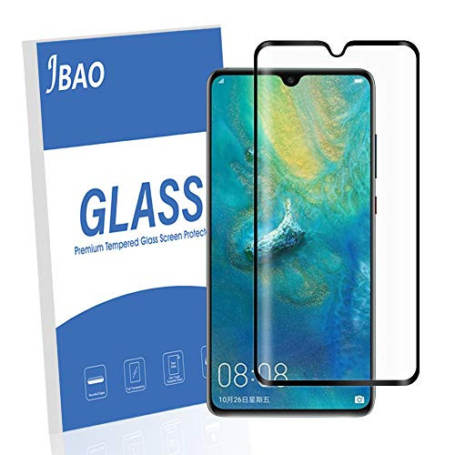 Jbao Direct Compatible with Mate 20 Screen Protector, [Scratch Resistant][Anti-Fingerprint][Bubble Free][3D Arc Edge][Ultra Thin] 9H Hardness Tempered Glass for Mate 20 (Black)
