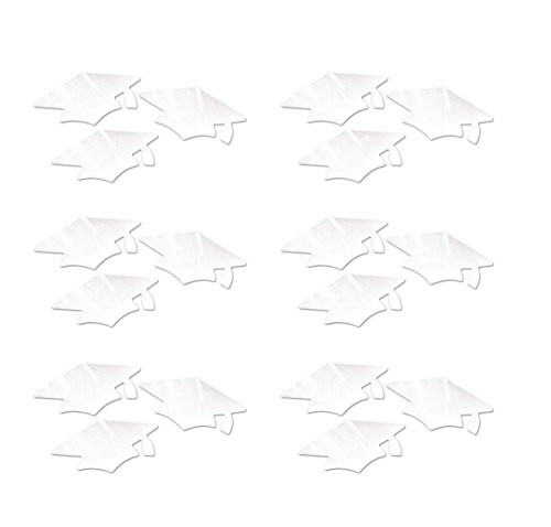 Beistle CT04 White Metallic Grad Cap Cutouts, 18-Pack